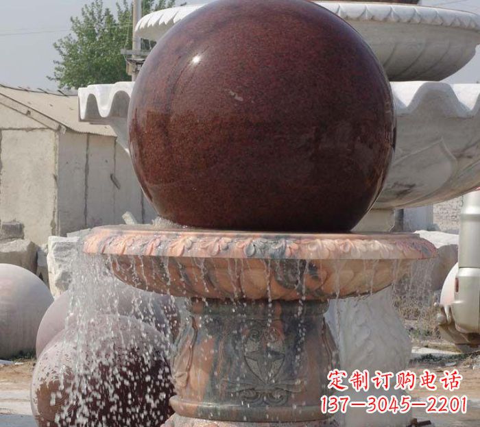 丽水石来运转小型风水球喷泉石雕