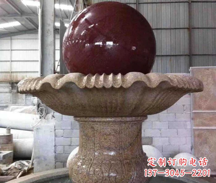 丽水石来运转小型风水球喷泉石雕 (2)