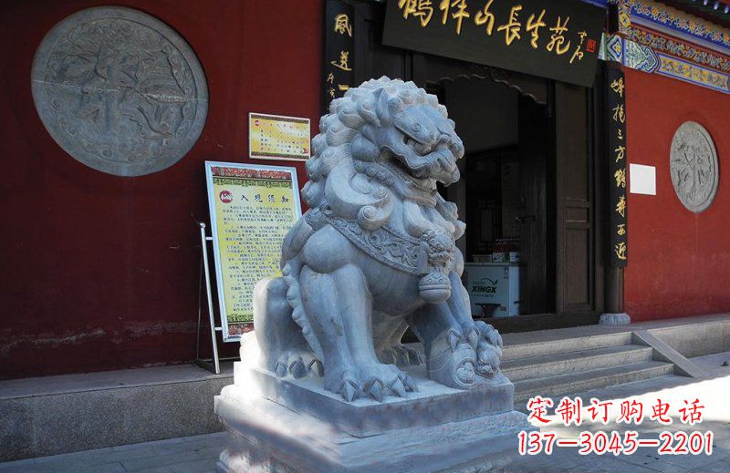 丽水石狮子寺庙门口石雕