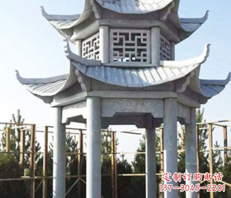 丽水双层仿古石凉亭石雕_2