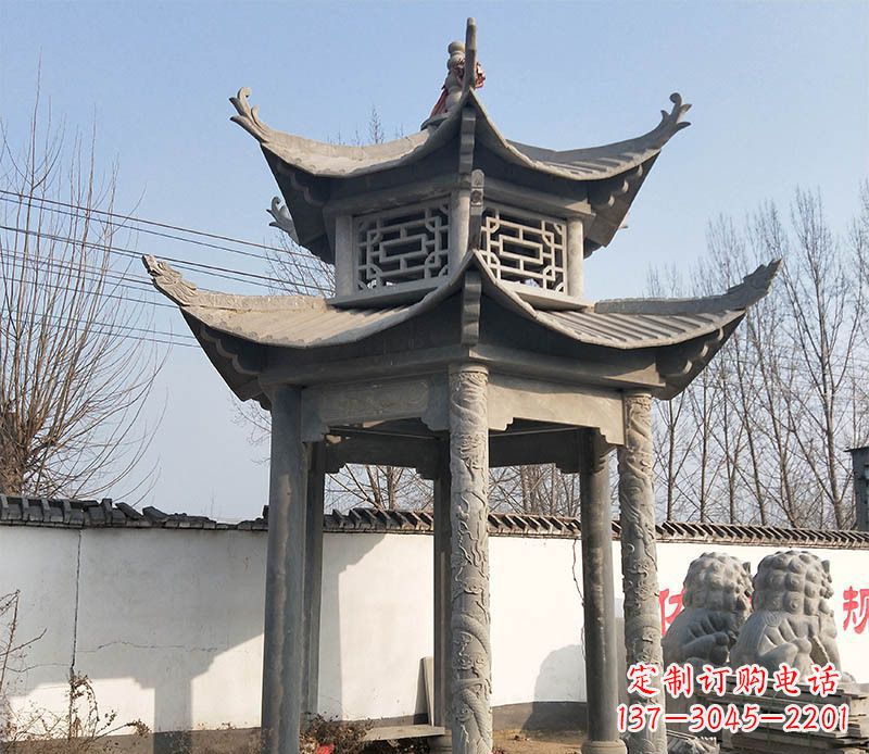 丽水双层户外凉亭石雕 (2)