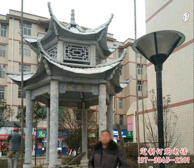 丽水双层六角凉亭石雕