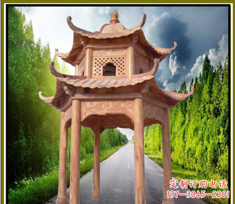 丽水双层凉亭园林石雕