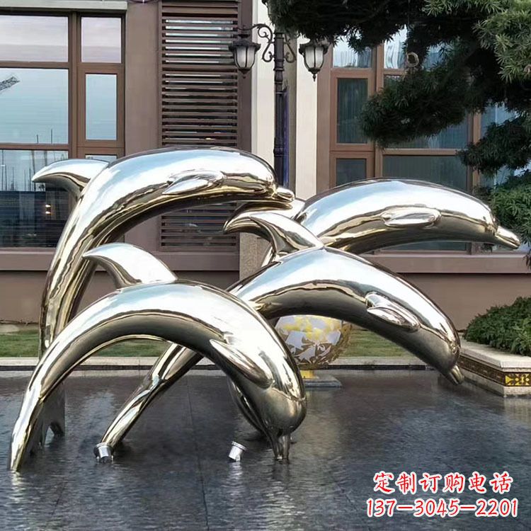 丽水水景不锈钢海豚雕塑-城市广场创意动物雕塑