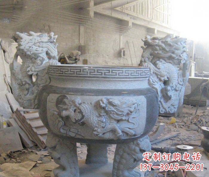 丽水寺庙景观龙头水缸石雕