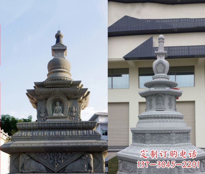 丽水寺庙景观舍利塔石雕 (3)