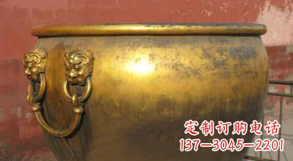 丽水寺庙水缸铜雕 (2)