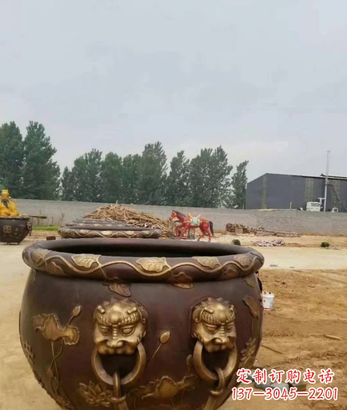 丽水寺庙水缸铜雕 (4)