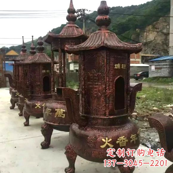 丽水寺庙铜香炉雕塑