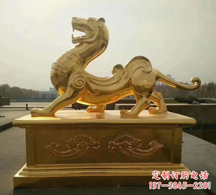 丽水贴金古代神兽青龙雕塑