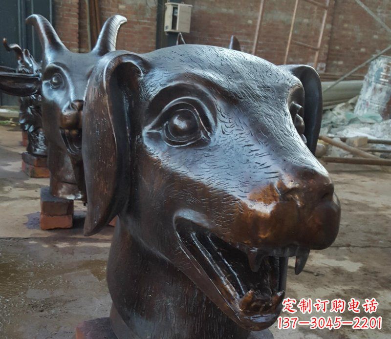 丽水铜雕广场生肖动物头像装饰摆件