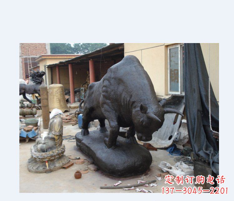 丽水铜雕广场水牛动物雕塑