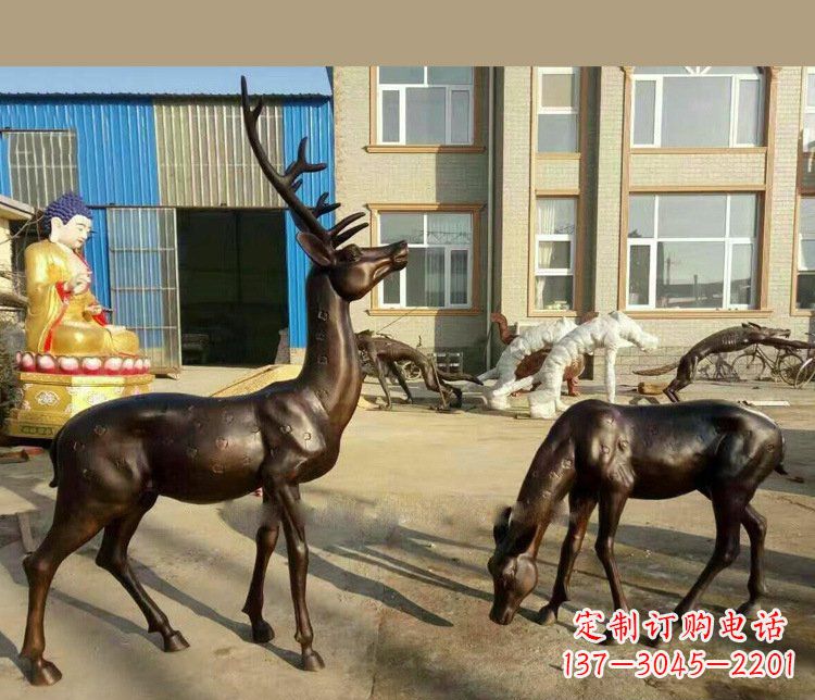 丽水铜雕户外公园动物雕塑鹿摆件 (2)
