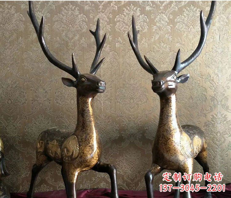 丽水铜雕室内装饰动物鹿雕塑