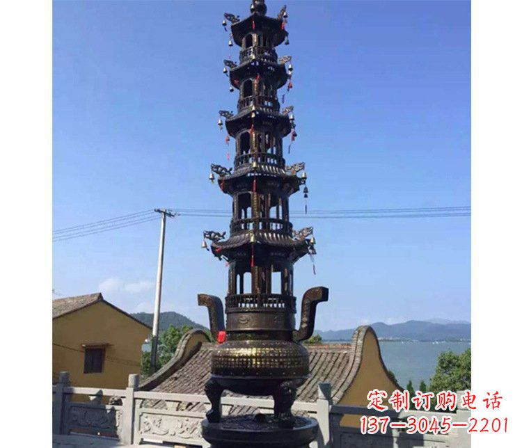 丽水铜雕寺庙大型多层香炉