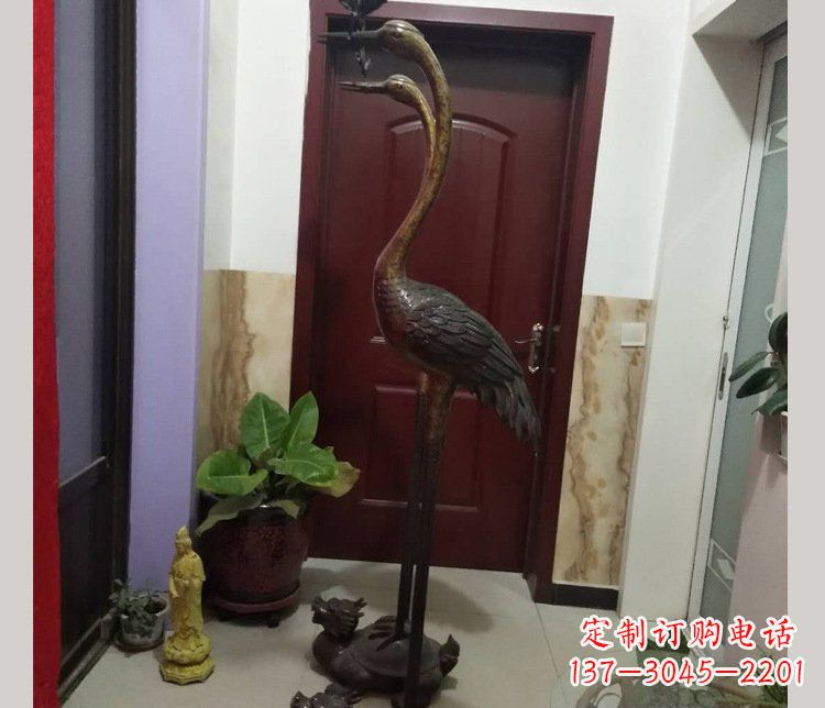 丽水铜雕仙鹤踩龟雕塑摆件 (2)