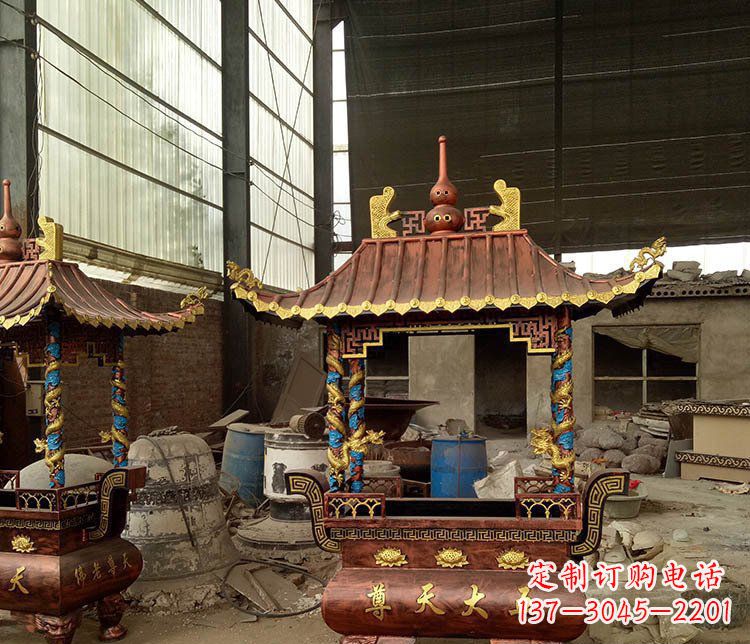 丽水铜雕小型寺庙香炉摆件