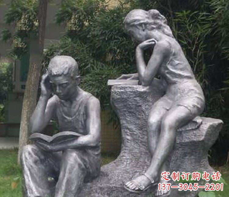 丽水铜雕校园读书学生摆件