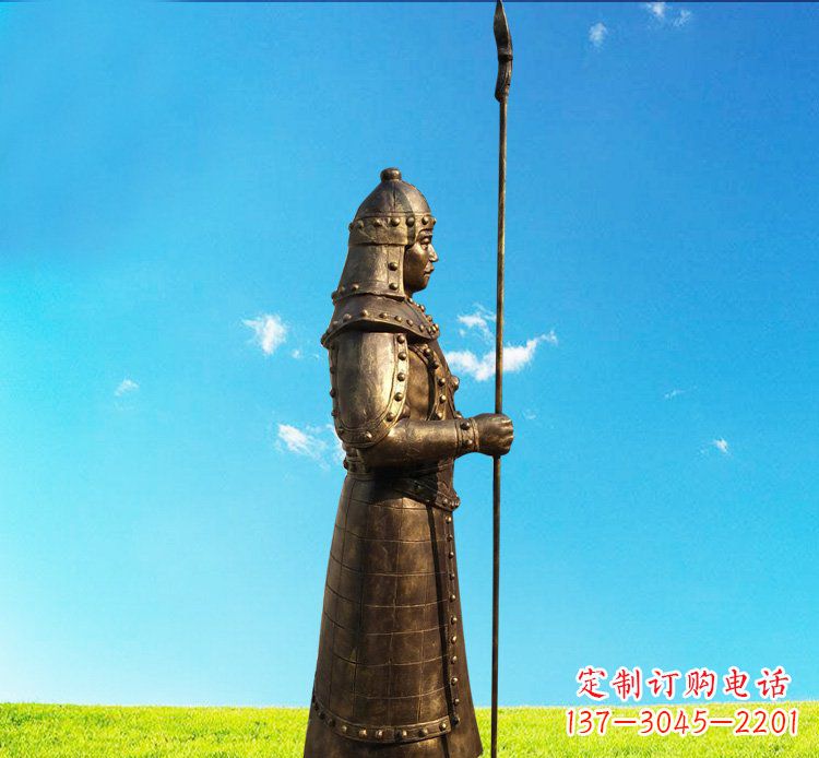 丽水铜雕战士站岗古代人物雕塑