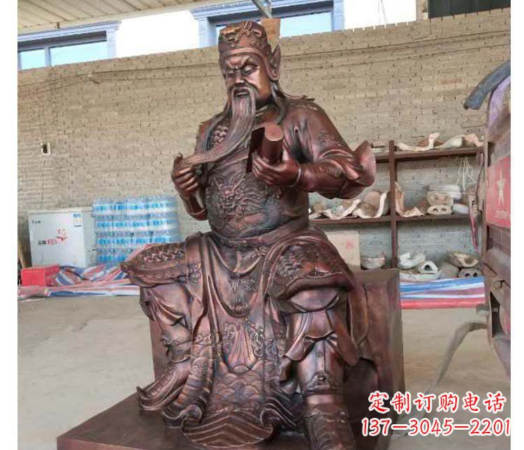 丽水铜雕镇宅关公寺庙神像雕塑摆件 (3)