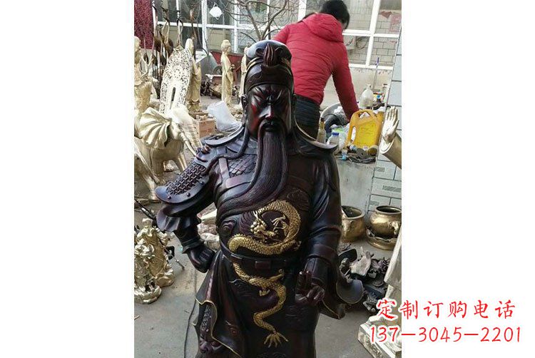 丽水铜雕镇宅关公寺庙神像雕塑摆件 (4)