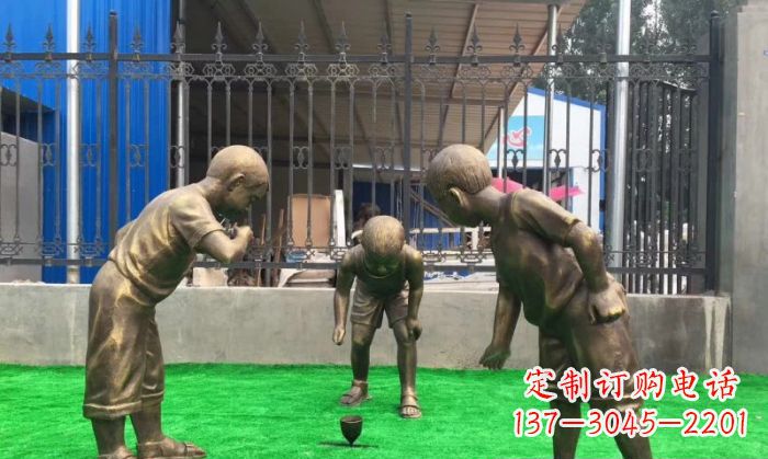 丽水玩陀螺儿童铜雕