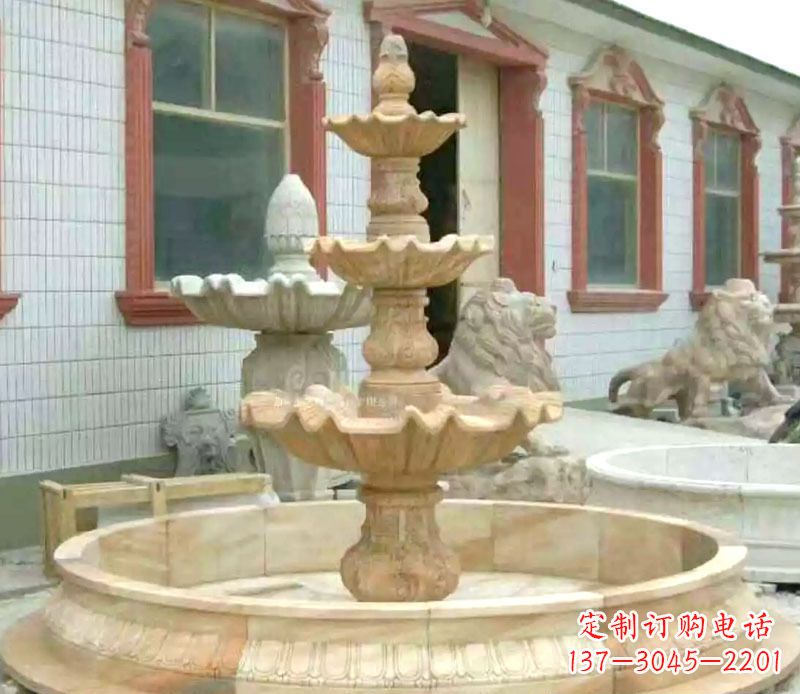 丽水晚霞红大型喷泉石雕 (3)
