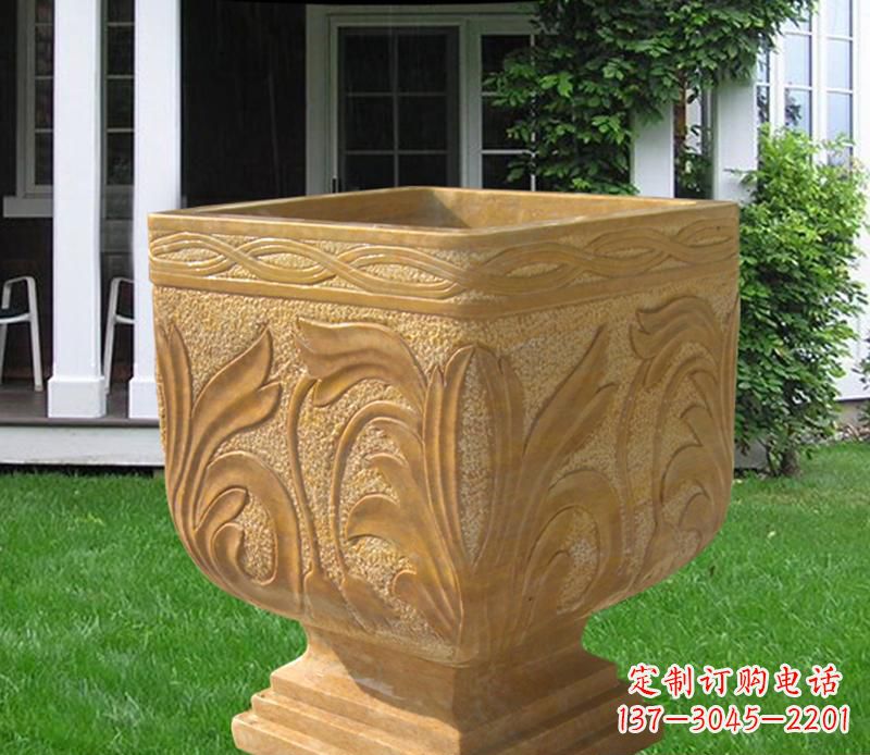 丽水晚霞红雕刻景观花盆雕塑