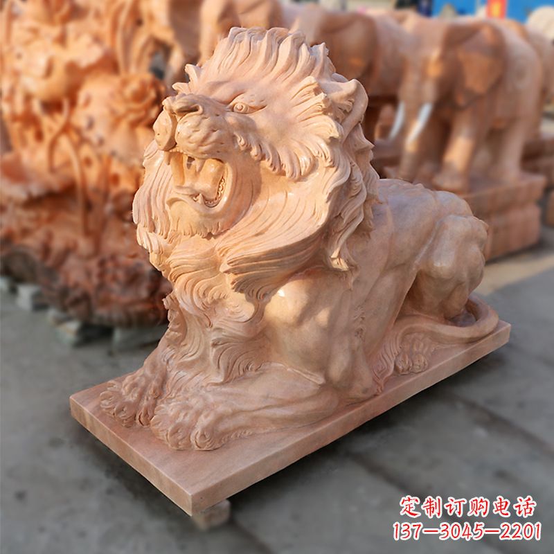 丽水晚霞红港币狮子雕塑