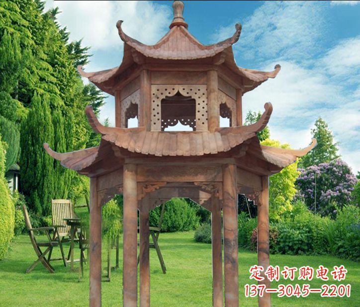 丽水晚霞红公园建筑凉亭