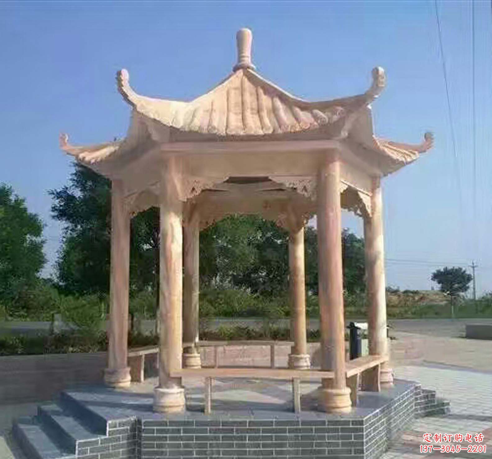 丽水晚霞红公园景观凉亭