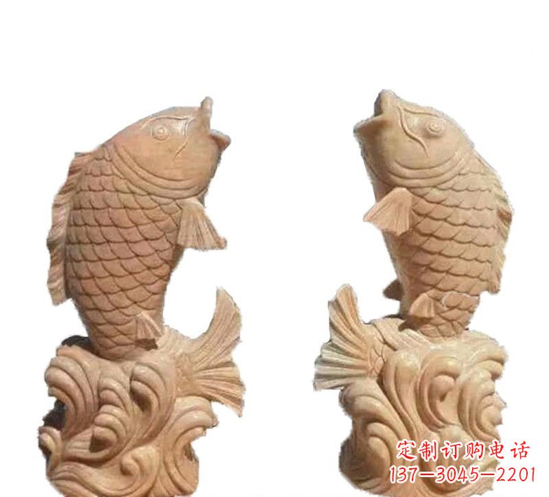 丽水晚霞红公园喷水鲤鱼石雕