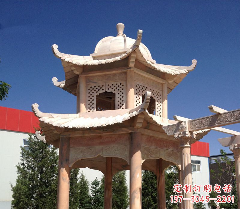 丽水晚霞红景观凉亭雕塑