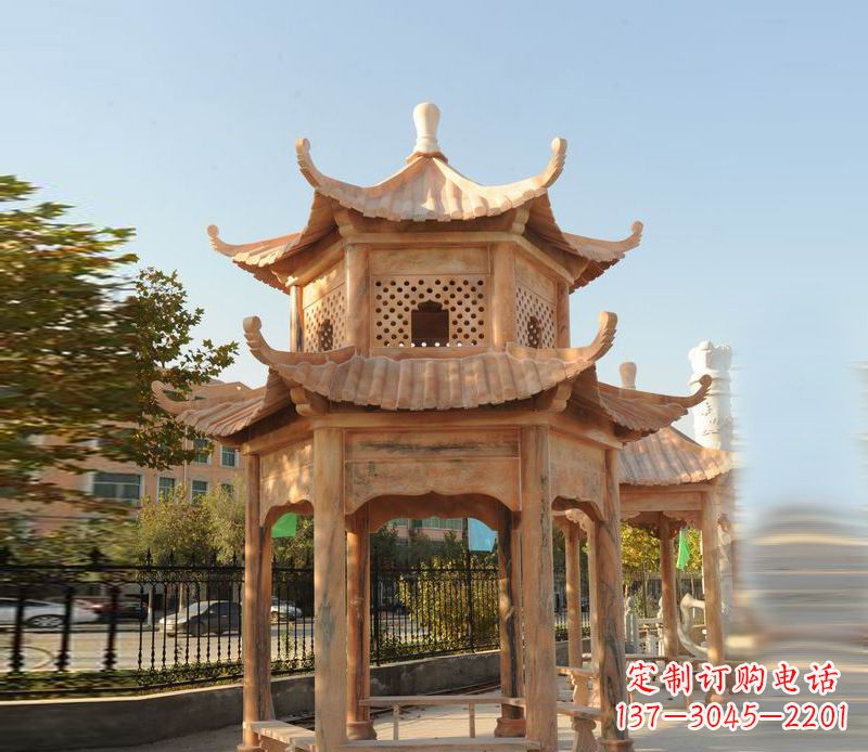 丽水晚霞红景区休息凉亭