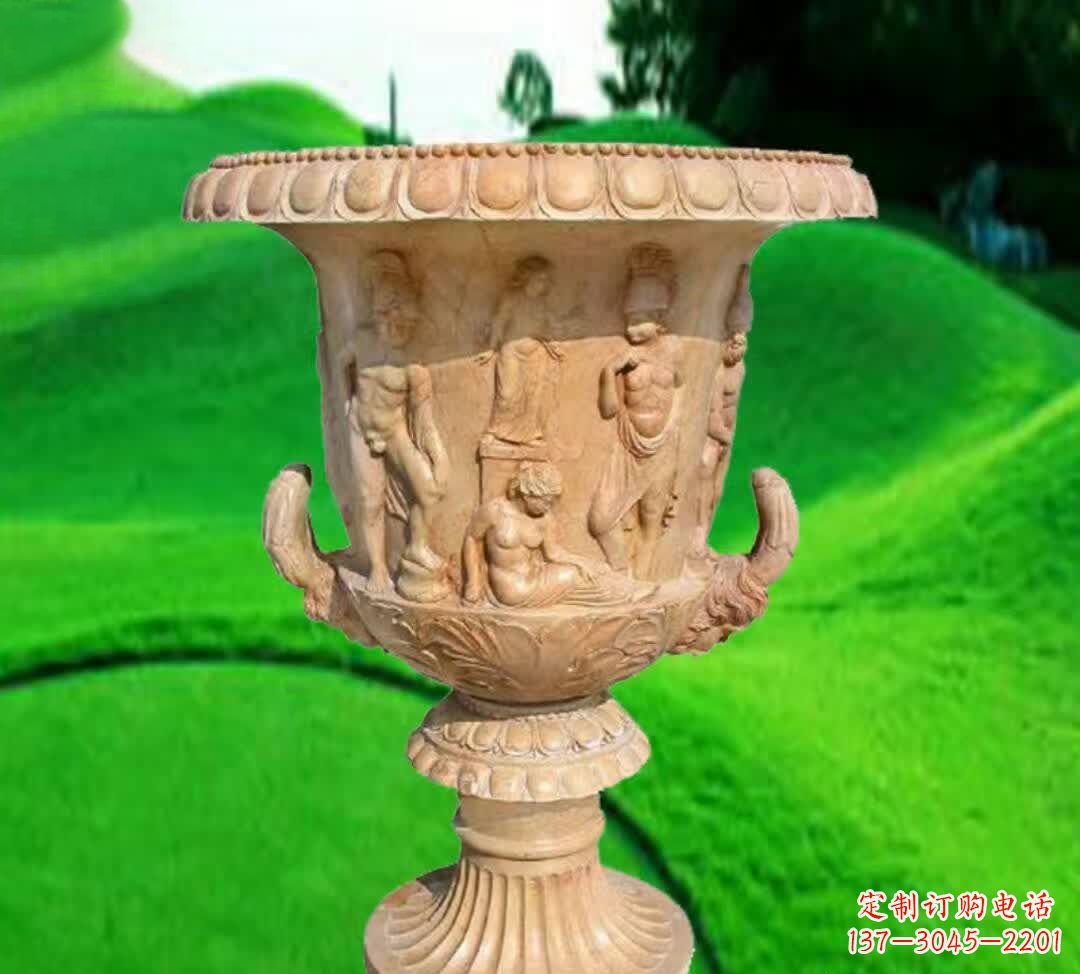 丽水晚霞红欧式花盆石雕