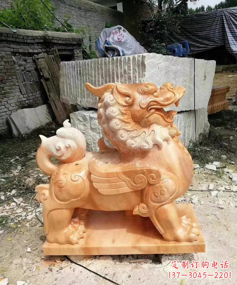 丽水晚霞红貔貅雕塑1