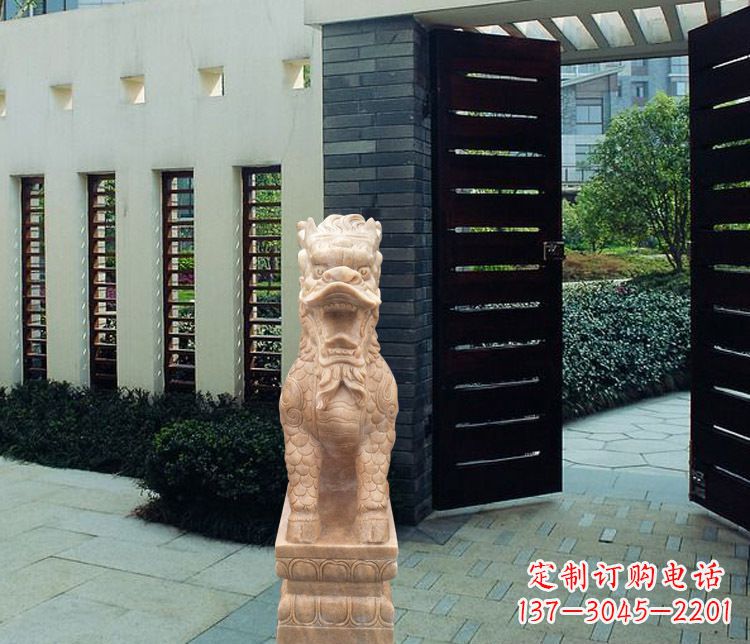 丽水晚霞红瑞兽麒麟雕塑