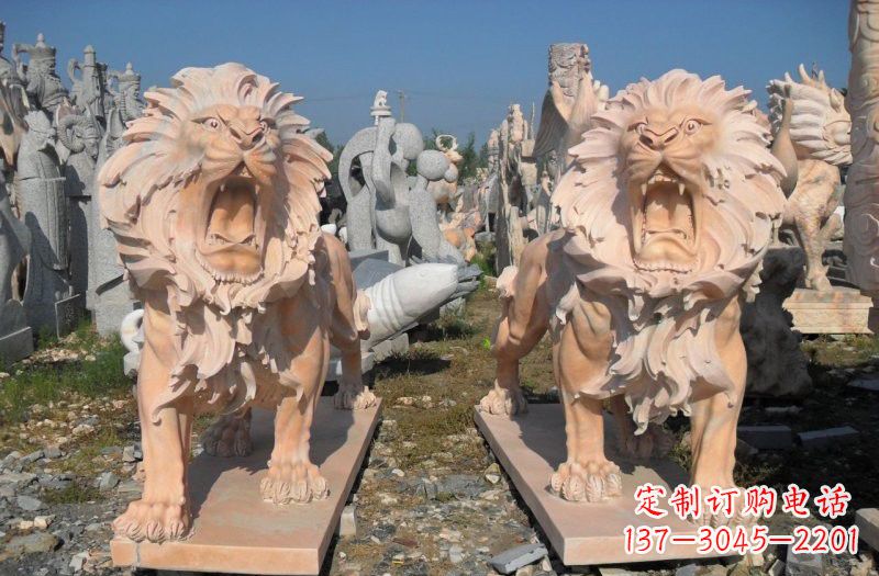丽水晚霞红西洋狮子雕塑
