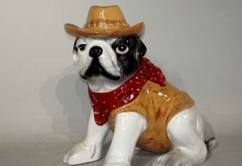 丽水任性可爱的牛仔造型斗牛犬雕塑