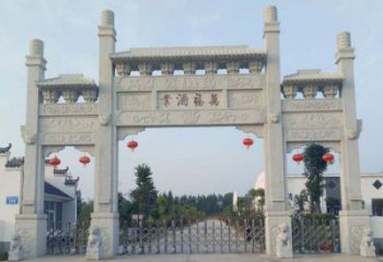 丽水独特艺术风格的农村三门牌坊石雕