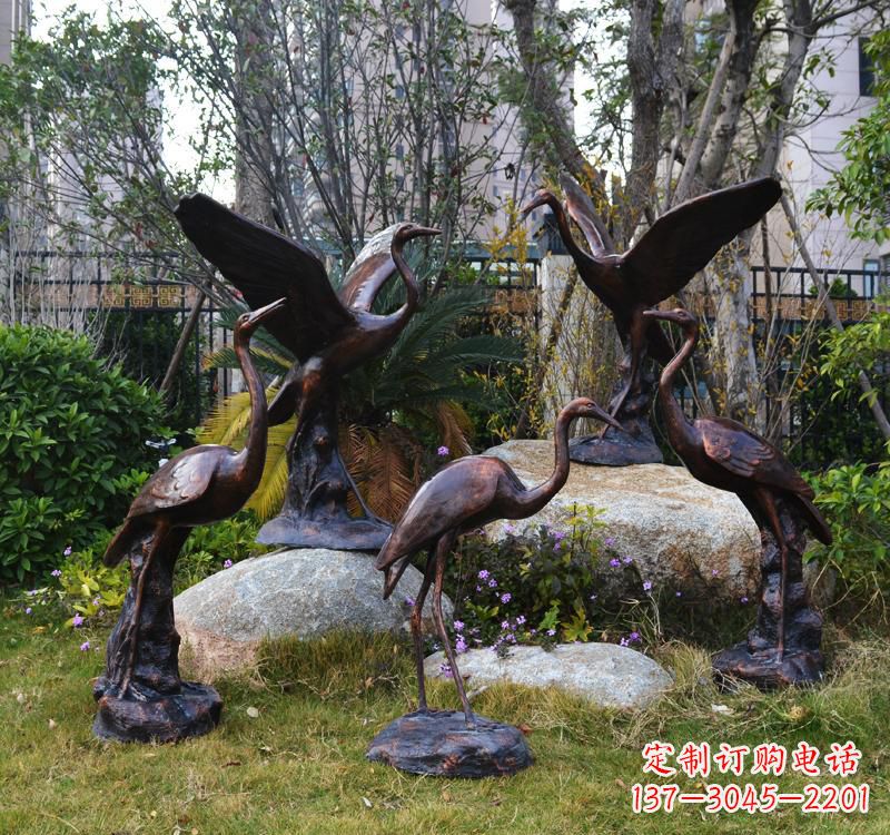 丽水仙鹤铜雕塑 (2)