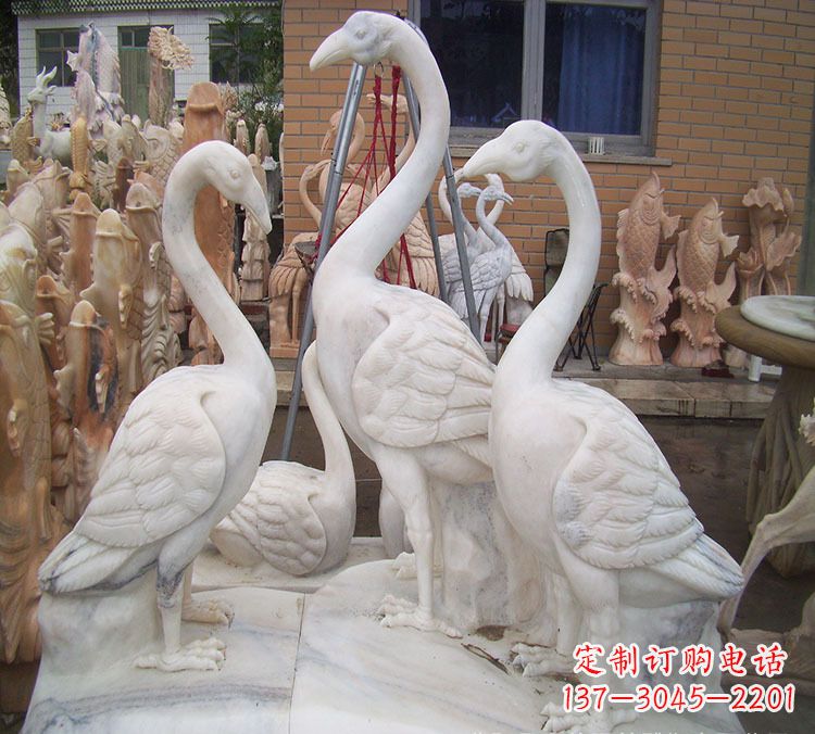 丽水仙鹤衔树枝 石雕