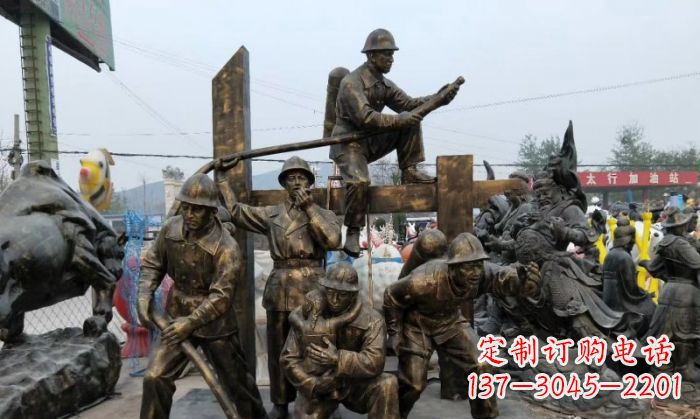 丽水消防战士人物铜雕