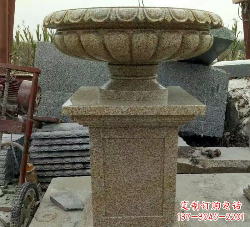 丽水小区花岗岩花盆雕塑