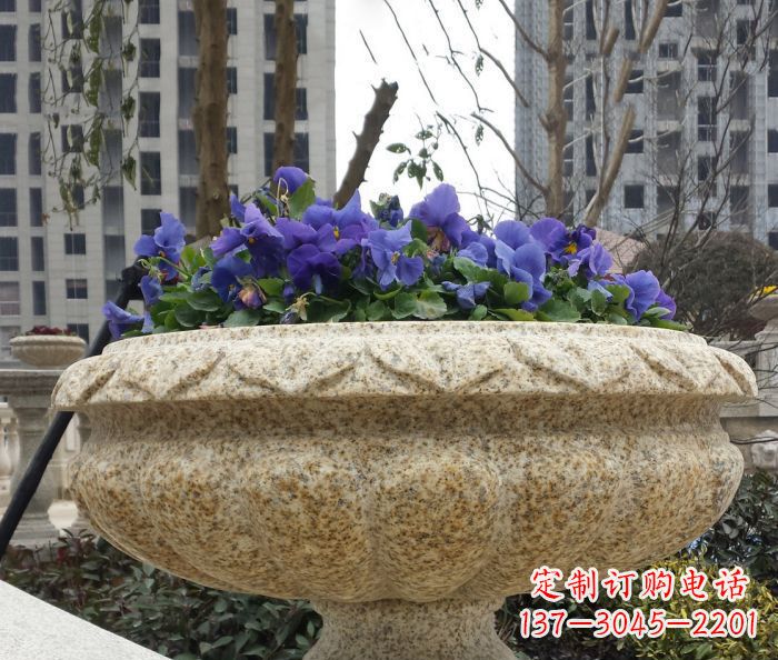丽水小区景观大理石花盆石雕