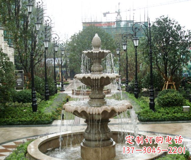 丽水小区景观大理石喷泉石雕 (4)