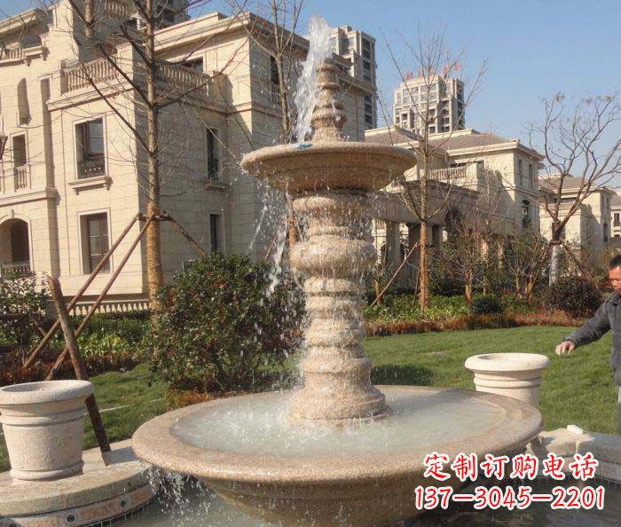 丽水小区景观多层喷泉石雕 (2)