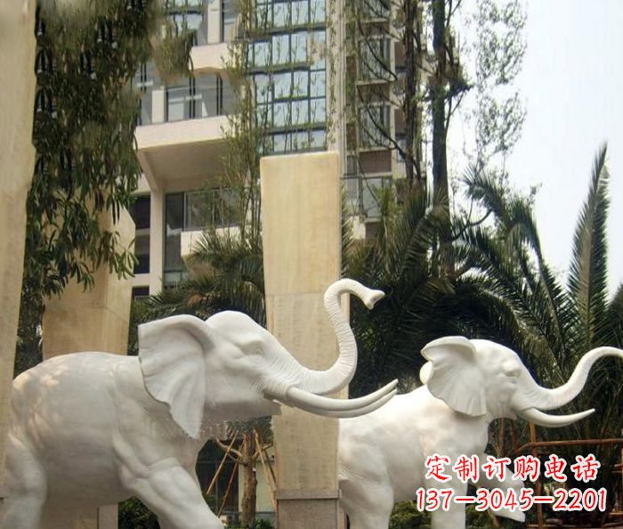 丽水小区景观汉白玉大象石雕
