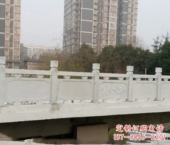 丽水小区景观汉白玉石雕栏板 (2)