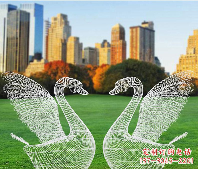 丽水小区天鹅镂空不锈钢雕塑